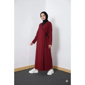 Kruvaze Yandan Bağlamalı Düz Renk Kadın Namaz  Elbisesi