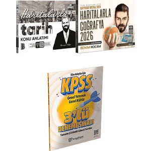 Benim Hocam Yayınları 2026 Tüm Adaylar Için Haritalarla Tarih Haritalarla Coğrafya - 3 Deneme