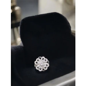 Power Es 360 Derece Dönen Çiçekli Kalp Modeli Çelik Yüzük