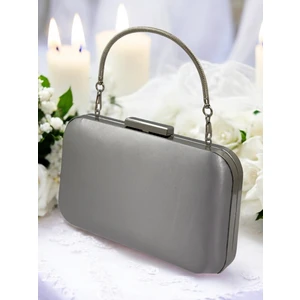 Vizon Renk Saten Gümüş Kasalı Metal Saplı Kulplu Abiye Çanta Gece Çantası Düğün Nişan Portföy