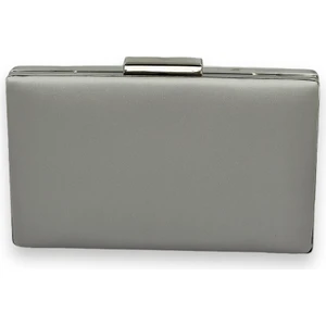 Gri Renk Çizilmez Saten Abiye Çanta Gece Çantası Nişan Düğün Çantası El Çantası