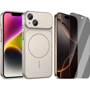 iPhone 13 Kılıf Zore M-Safe Şarj Özellikli Kamera Korumalı Formen Kapak + Hayalet Ekran Koruyucu