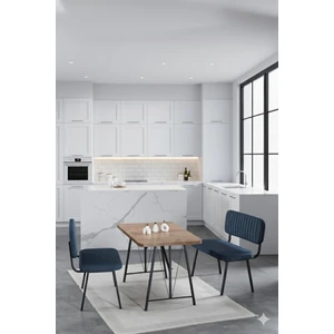 Elfin 70X110CM Sabit Atlantik, Yemek Masası, Yemek Masası Takımı, 2 Lacivert Benchli