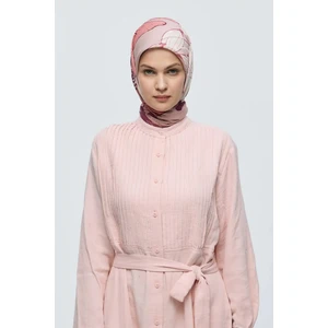 Şakayık Desen Bambu Eşarp - Somon