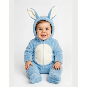 Tavşan Kulaklı Pembe/mavi Welsoft Bebek Tulum – Kapüşonlu Kışlık 0-12 Ay