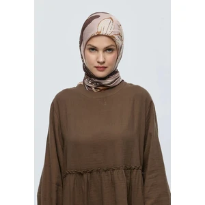 Şakayık Desen Bambu Eşarp - Kahverengi