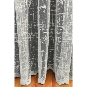 250x250  cm  Ekru Tül Perde Desenli Seyrek Pileli İnce Özellikte Kullanıma Hazır
