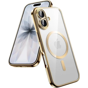 Apple iPhone 17 Kılıf Kamera Lens Korumalı Renkli Magsafe Şeffaf Silikon Gold