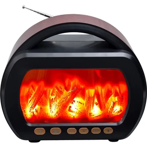 FP-535 El Fenerli Büyük Boy Nostaljik Radyo Fm Ahşap Şömine Görünümlü Bluetooth Hoparlör