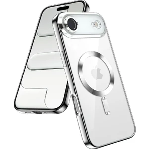 Apple iPhone 17 Air Kılıf Kamera Lens Korumalı Renkli Magsafe Şeffaf Silikon Gümüş