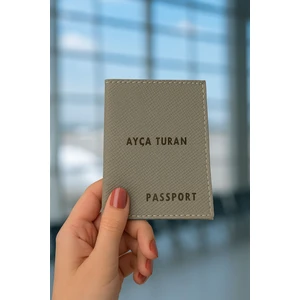 Isme Özel Deri Pasaport Kılıfı Pasaport Model Taşıma Cüzdanı Steliza Marka Standart Tipli Bej Rengi