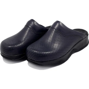 Kadın Hakiki Deri Lacivert Sabo Terlik