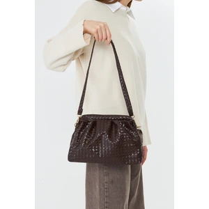 Liora Kahverengi Örgü Detaylı Portföy Kadın Omuz, Kol ve El Çantası