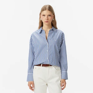 Kadın Mavi Oversize Çizgili Gömlek 57W212T.4VG