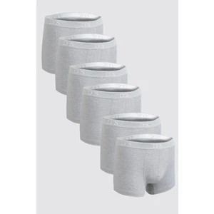 D'S Damat Ds Damat Gri Beli Lastikli Marka Logolu Likralı Esneyebilen 6'lı Boxer Set