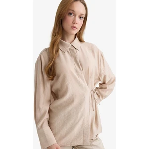 Regular Fit Büzgülü Krinkıl Kumaş Uzun Kollu Gömlek D8532AX25SP