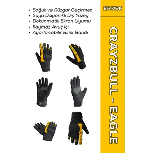 Crayzbull Eagle Sarı / Su ve Rüzgar Geçirmez Kışlık Erkek Motosiklet Eldiveni XL