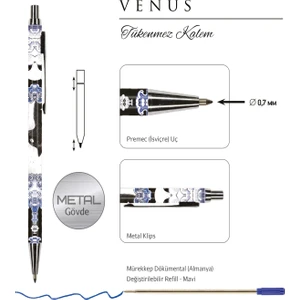 Victoria's Journals Venus 0.7 mm Mavi Tükenmez Kalem