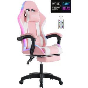 Pink Star Işıklı - Masaj Özellikli Oyuncu Koltuğu Pembe-Beyaz