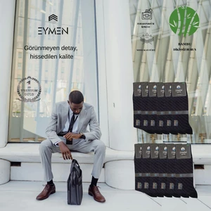 Eymen Socks 12'li Bambu Erkek Soket Çorap Tek Renk Siyah - Premium ,dikişsiz, Çarpı Desen, Hediye Kutulu