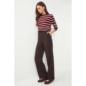 Geniş Pensli Poliviskon Palazzo Pantolon LGP0021 Kahverengi