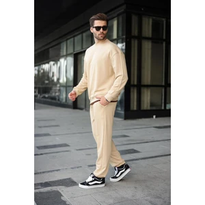 Bej Bisiklet Yaka Basic Erkek Eşofman Takımı E7323