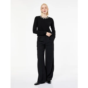 Uzun Kollu Bisiklet Yaka Taşlı Triko Kazak