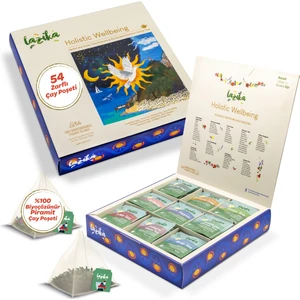 Bütünsel Sağlıklı Yaşam Bitki Çayı Seti, Hediyelik, 54 Adet Piramit Poşet Çay, Premium Koleksiyon, El Yapımı