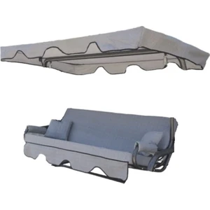 Süngersiz 3 Kişilik Salıncak Minder Seti (Pamuklu Kumaş)-Gri YENİ