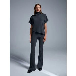 71910 Yüksek Bel Örme Pantolon-Antrasit