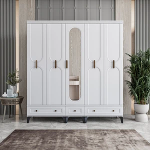 Loren 5 Kapaklı Çekmeceli Gardırop Tamamı Mdf (Beyaz)