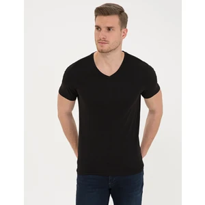 Pierre Cardin Erkek Siyah Slim Fit Basic Tişört 50232383-VR046