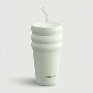 3 Bubble Two-Cap Straw Tumbler Çelik Termos 600 ml Lightest Sky ST-247