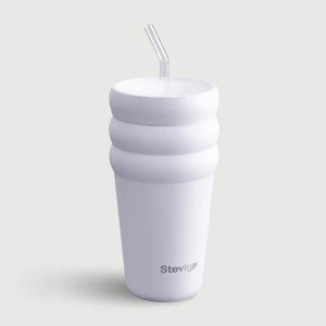 3 Bubble Two-Cap Straw Tumbler Çelik Termos 600 ml Lilac Hint ST-245