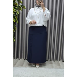 Kadın Giyim Büyük Beden Suna Düğmeli Etek