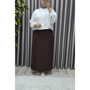 Kadın Giyim Büyük Beden Suna Düğmeli Etek