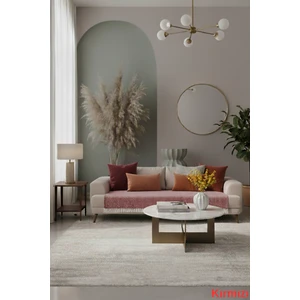 Kırmızı Pamuklu Koltuk Örtüsü 115X200 Önden Saçaklı Çizgili Desenli