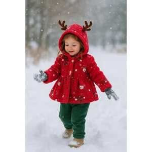 Name Baby & Kids Kız Bebek Peluş Ceketli Takım Yılbaşı Yeniyıl Temalı NBK-972