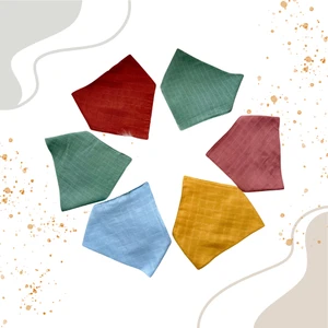 Poly Kids Polykids  Organik Pamuk Çift Katlı Müslin Kumaş Iki Çıtçıtlı Bebek Salya Önlük & Fular (6 Adet)