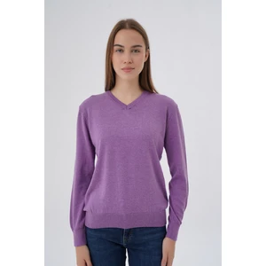 Trist Star Kadın %100 Organik Pamuk V Yaka Triko Kazak Bluz TRIST-6102