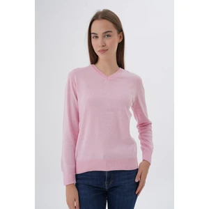 Trist Star Kadın %100 Organik Pamuk V Yaka Triko Kazak Bluz TRIST-6102