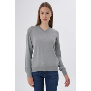 Trist Star Kadın %100 Organik Pamuk V Yaka Triko Kazak Bluz TRIST-6102