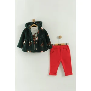 Name Baby & Kids Kız Bebek Peluş Ceketli Takım Yılbaşı Yeniyıl Temalı NBK-972