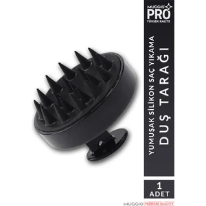 Siyah Yumuşak Silikonlu Saç Bakım Masaj Tarağı Duş Saç Deri Masaj Fırçası