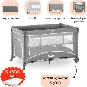 Raftel Oyun Parkı Park Yatak Bebek Beşik 70X120 cm + Yataklı
