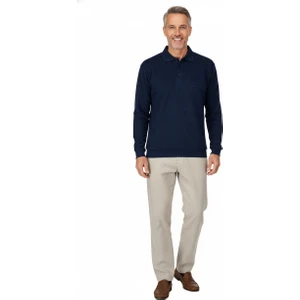 Erkek Kışlık Polo Yaka Kazak Pamuklu Örme Klasik Pıtırcık Selanik Düğmeli Fleto Cepli Rahat