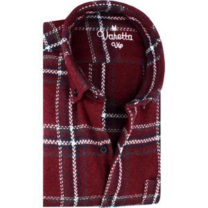 Erkek Bordo Kışlık Kalın Kareli Oduncu Gömlek – Cepli Geniş Kesim Trend Gömlek Model