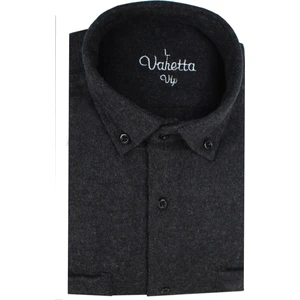 Erkek Siyah Oduncu Gömlek - Çift Cepli Kalın Kışlık Flanel Düz Geniş Kesim Model