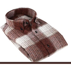 Erkek Kahverengi Kışlık Kalın Kareli Oduncu Gömlek – Cepli Geniş Kesim Trend Gömlek Model