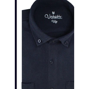 Erkek Lacivert Oduncu Gömlek - Çift Cepli Kalın Kışlık Trend Düz Geniş Kesim Model